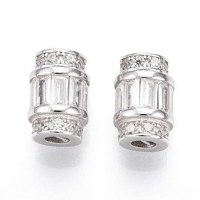 925 европейские застежки из стерлингового серебра с прозрачным кубическим цирконием, подвески-клипсы с 925 штампом, родий