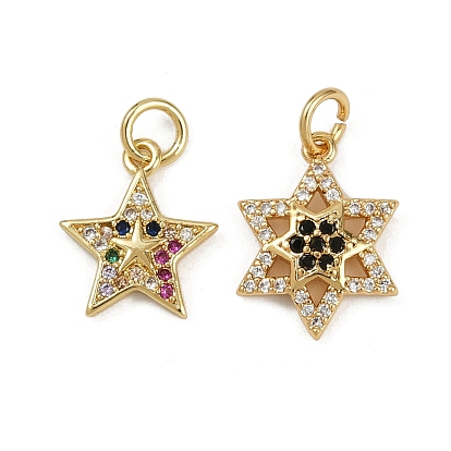 Латунные микро проложить кубического циркония подвески, без кадмия и без свинца, звезда, реальный 18 k позолоченный, с целью перехода в кольце