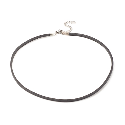 DIY Leather Choker Cord Necklace Making, with 304 Stainless Steel Chain Extender
