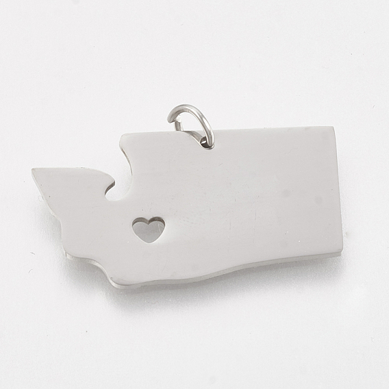 201 Stainless Steel Pendants, Map of Washington