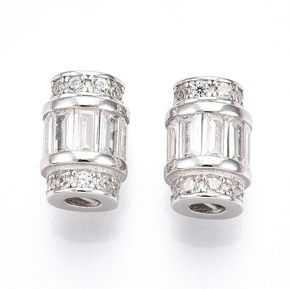 925 европейские застежки из стерлингового серебра с прозрачным кубическим цирконием, подвески-клипсы с 925 штампом, родий