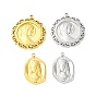 304 подвески из нержавеющей стали, плоский круглый/овальный с амулетом Девы Марии, вакуумное покрытие pvd