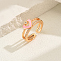 Модные милые латунные кольца-манжеты из кубического циркония, эмалевые кольца в форме сердца для женщин