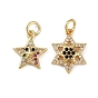 Латунные микро проложить кубического циркония подвески, без кадмия и без свинца, звезда, реальный 18 k позолоченный, с целью перехода в кольце