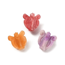 Cuentas talladas de coral sintético, teñido, flor