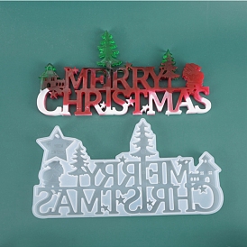Christmas DIY Pendant Silicone Molds, Resin Casting Moulds, For UV Resin, Epoxy Resin Jewelry Making, Word Merry Christmas