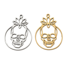 201 colgantes de acero inoxidable, Calavera con amuletos de loto