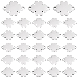 30Pcs 201 Stainless Steel Connector Charms, Laser Cut, Clover