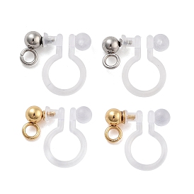 202 Stainless Steel Clip-on Earrings Findings, Round