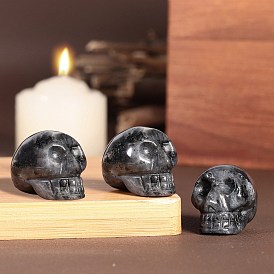 Natural Gemstone Carved Skull Figurines, for Home Desktop Decoration