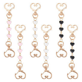 6 шт 3 стили сплав эмаль сердце звено сумка удлинитель цепи, Сплав с застежками, аксессуары для замены сумок, золотые