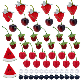 62Pcs 7 Styles Plastic Imitation Fruit, for Showcase & Photography Props, Mixed Shapes
