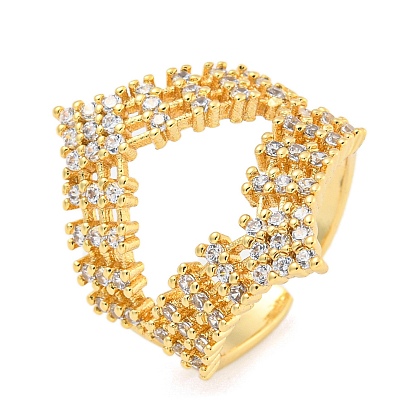 Открытое кольцо-манжета с короной и прозрачным кубическим цирконием, латунные кольца на палец для женщин