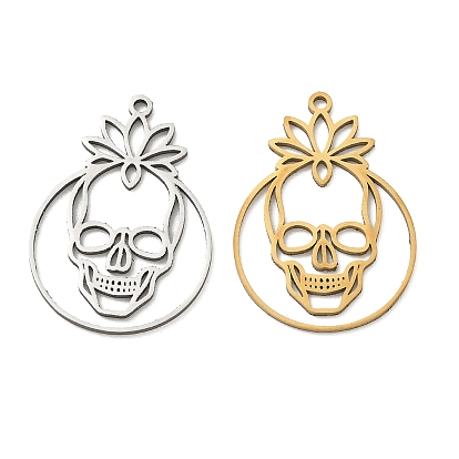 201 colgantes de acero inoxidable, Calavera con amuletos de loto