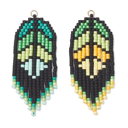 2 шт. 2 цветов, большие подвески из стеклянных бусин ручной работы в форме листьев, с 304 петлей из нержавеющей стали