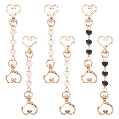 6 шт 3 стили сплав эмаль сердце звено сумка удлинитель цепи, Сплав с застежками, аксессуары для замены сумок, золотые