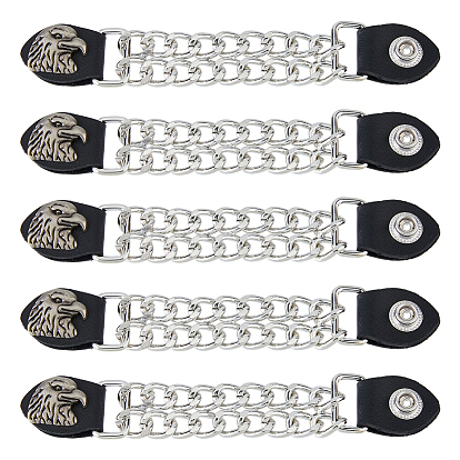 5 удлинительная цепочка для жилета из сплава и искусственной кожи, украшение в стиле панк, плоско-круглые