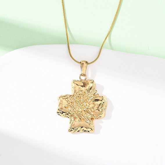 304 ожерелья из текстурированной нержавеющей стали с подвеской в виде креста в виде змеи для женщин, ионное покрытие (ip)