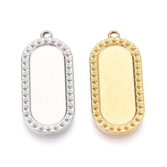 304 Настройки кабошон из нержавеющей стали кулон, ионное покрытие (ip), овальные