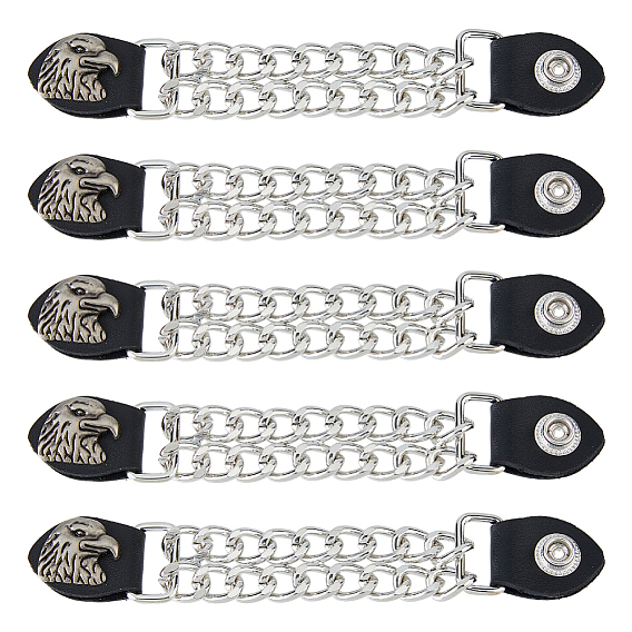 5 удлинительная цепочка для жилета из сплава и искусственной кожи, украшение в стиле панк, плоско-круглые