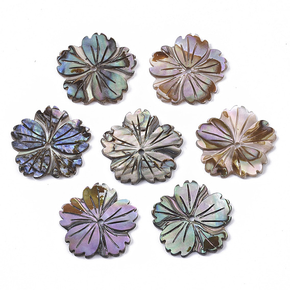 Natural Paua Shell/Abalone Shell Beads, Flower