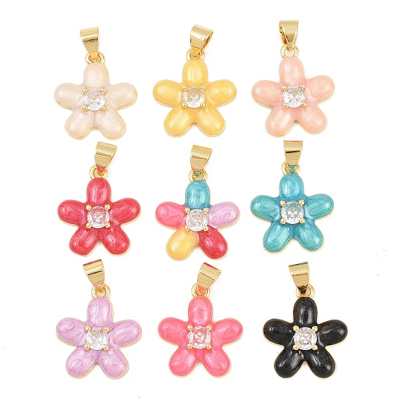 Латунные микропаве прозрачные подвески с фианитом, с эмалью, , долговечный, стойки покрытие, без свинца и без кадмия, реальный 18 k позолоченный