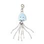Octopus Porcelain & Glass Pendant Decorations, with Zinc Alloy Lobster Claw Clasps