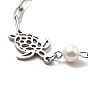 304 Stainless Steel Link Bracelet with CCB Pearl Beaded Chains for Women