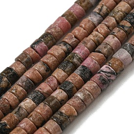 Natural Rhodonite Beads Strands, Flat Round/Disc, Heishi Beads