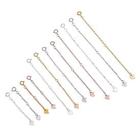 12 Pieces Extension Chain with lobster buckle Sterling Silver Extender Chains Necklace Bracelet Anklet Removable Chain Extenders Charms for DIY Jewelry Making Accessories