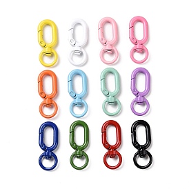 Spray Painted Alloy Swivel Clasps, Oval Ring