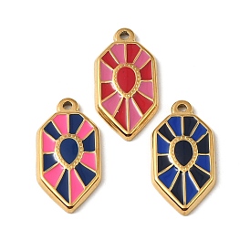 304 нержавеющей стальной эмали подвески, шестигранные прелести, реальный 18 k позолоченный, ионное покрытие (ip)