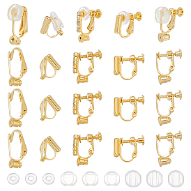 20шт. 5 стили латунные клипсы фурнитура, с 20шт 3 стилями силиконовые клипсы на подушечках для сережек