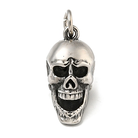 316 Surgical Stainless Steel Pendants, with Jump Ring, Skull Charm