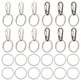 20Pcs 2 Colors Zinc Alloy Rock Climbing Carabiners, and 20Pcs 304 Stainless Steel Split Key Rings