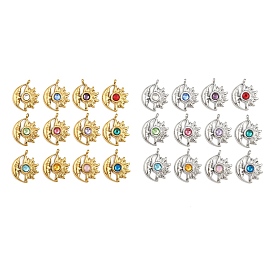 304 из нержавеющей стали горный хрусталь подвески, подвески-камни со звездами и луной, ионное покрытие (ip)