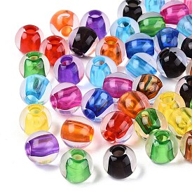 Прозрачного акрилового Европейский бисером, круглые, большое отверстие шарик, Центр окрашенные