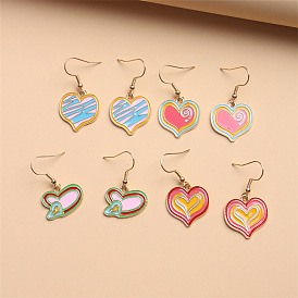 Colorful Heart-shaped Earrings for Sweet and Trendy Girls