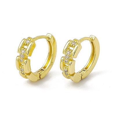 Rack Plating Brass Clear Cubic Zirconia Hoop Earrings for Women, Long-Lasting Plated, Lead Free & Cadmium Free, Flat Round