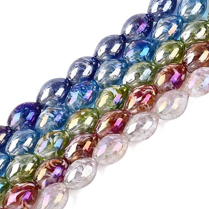 Handgemachte Murano Glas Perlen Stränge, ellipsenförmige, Regenbogen Farbe überzogen