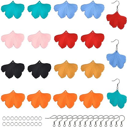Spray Painted Acrylic Pendants, Rubberized Style, Ginkgo Leaf