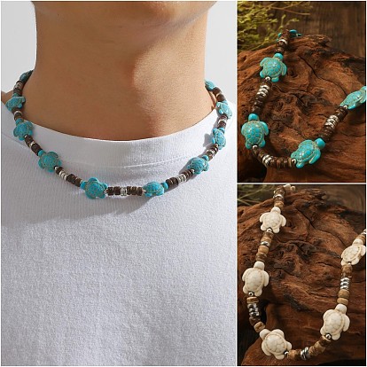 Ожерелья из бисера хейши для мужчин из синтетической бирюзы и кокоса, окрашенные в цвет морской черепахи, платина