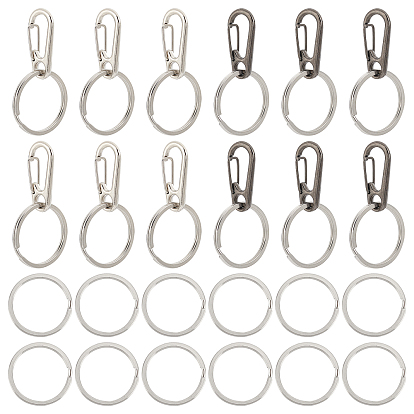 20Pcs 2 Colors Zinc Alloy Rock Climbing Carabiners, and 20Pcs 304 Stainless Steel Split Key Rings