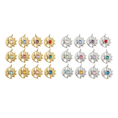 304 из нержавеющей стали горный хрусталь подвески, подвески-камни со звездами и луной, ионное покрытие (ip)