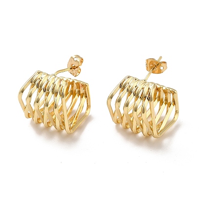Brass Studs Earrings, Multi Diamond Shaped Stud Earring for Women