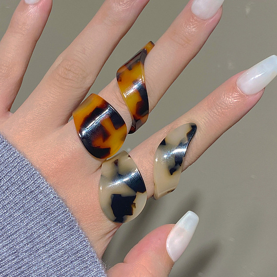 2Набор акриловых колец-манжет, самородки с леопардовым принтом