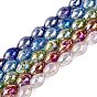 Handmade Lampwork Beads Strands, Oval, Rainbow Color Plated
