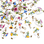 30 pièces 3 couleurs pendentifs en porcelaine imprimée à la main, avec 304 boucles en acier inoxydable, or, cœur