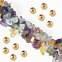 1 Strand Natural Fluorite Chip Beads Strands, with 50Pcs Golden Tone Brass Spacer Round Beads