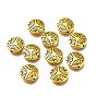 Tibetan Style Alloy Beads, Flat Round with Flower Pattern